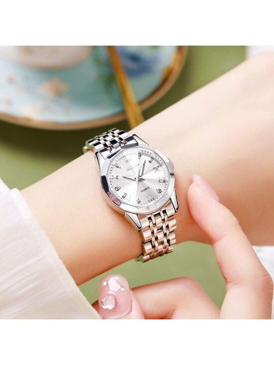 Olevs Women\'s Silver Stainless Steel Elegant Diamond Roman Numerals Wrist Watch main image 6